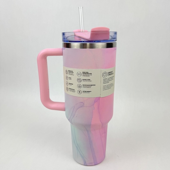 NEW Stanley Quencher H2.0 40oz Tumbler Pink Watercolor Tulle Target Exclusive - Picture 5 of 12